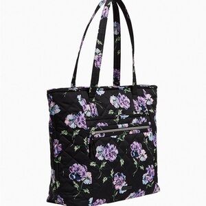 Vera  Bradley Large Floating Plum Pansies Tote